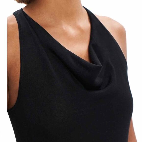 Theory Cowl Racerback Washable Silk Tank Top Black Size Medium Minimalist - Picture 8 of 11